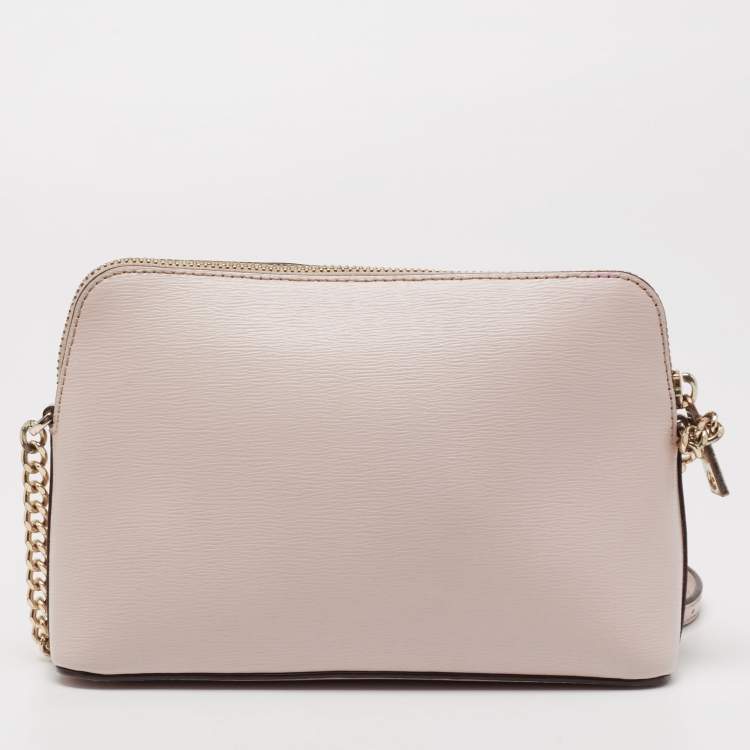 Pre Owned DKNY Light Pink Leather Dome Crossbody Bag