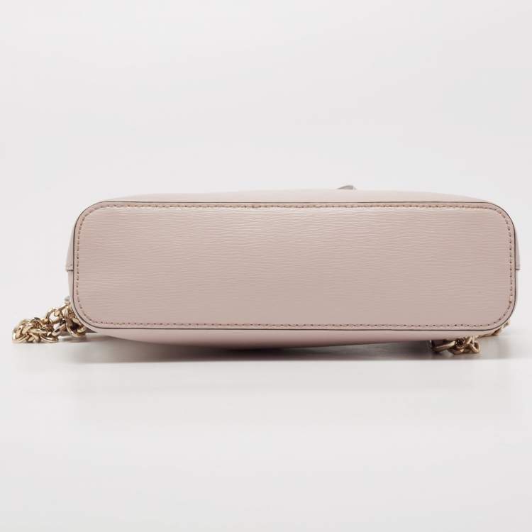 Pre Owned DKNY Light Pink Leather Dome Crossbody Bag