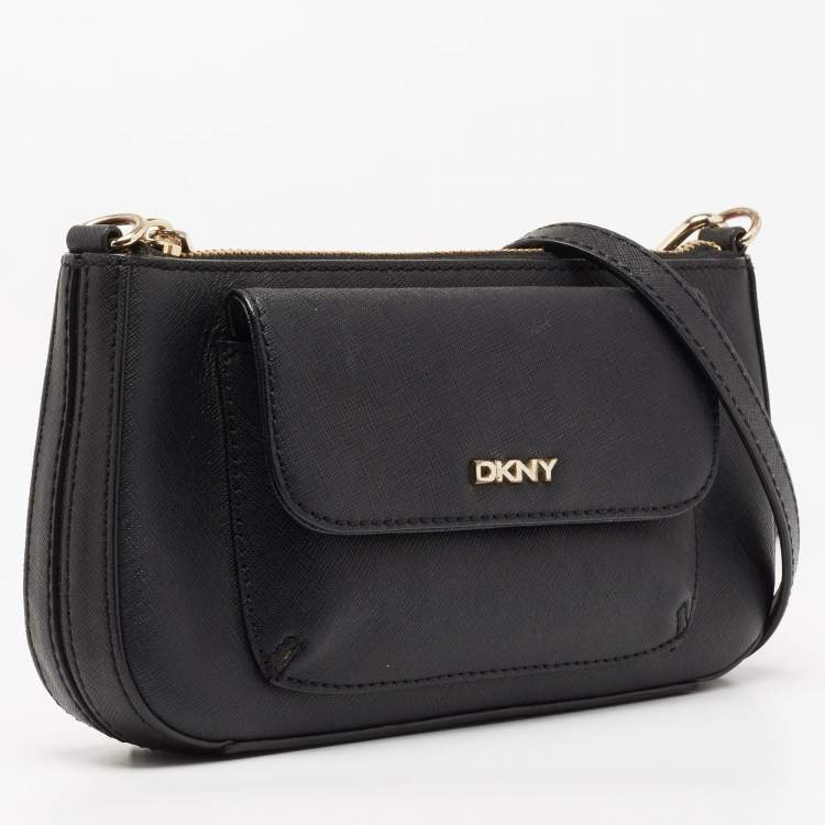 Pre Owned DKNY Black Saffiano Leather Shoulder Bag