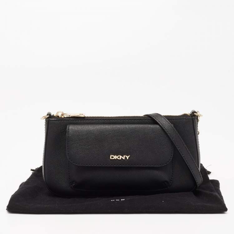 Pre Owned DKNY Black Saffiano Leather Shoulder Bag