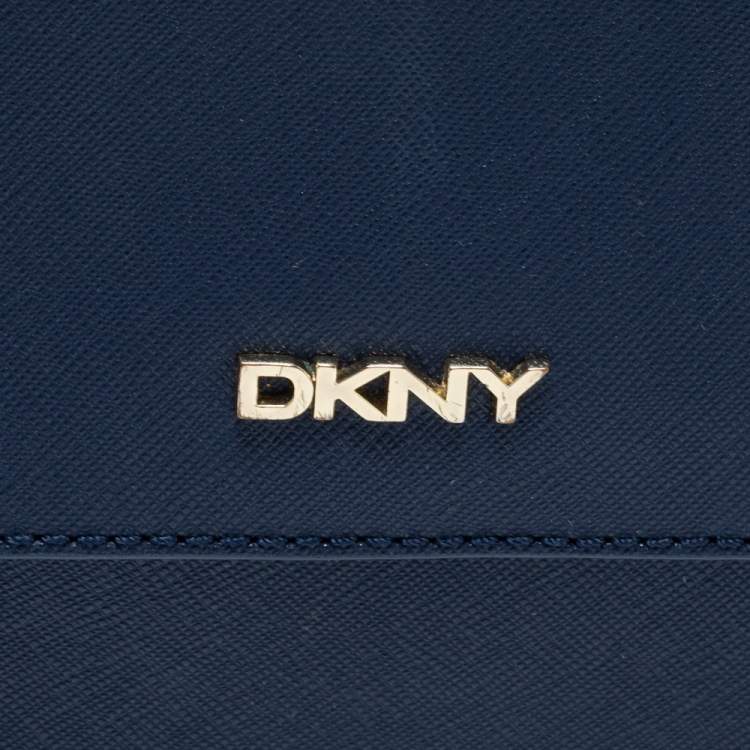 Pre Owned DKNY Navy Blue Saffiano Leather Flap Crossbody Bag