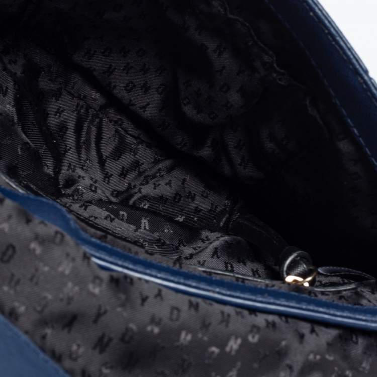 Pre Owned DKNY Navy Blue Saffiano Leather Flap Crossbody Bag