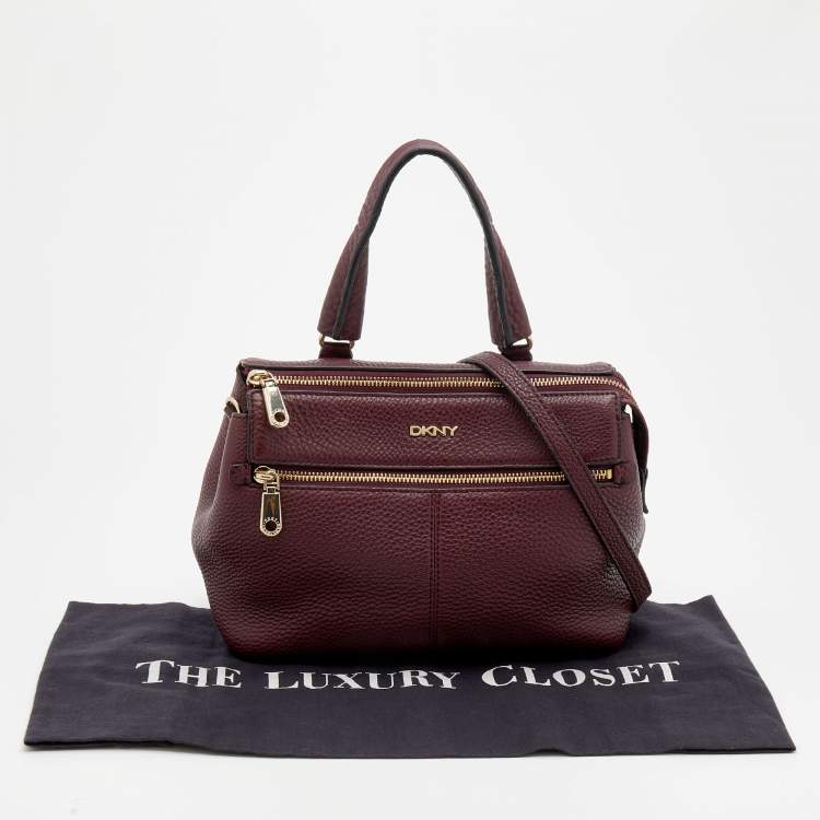 مملوكة مسبقًا DKNY Plum Grained Leather Satchel