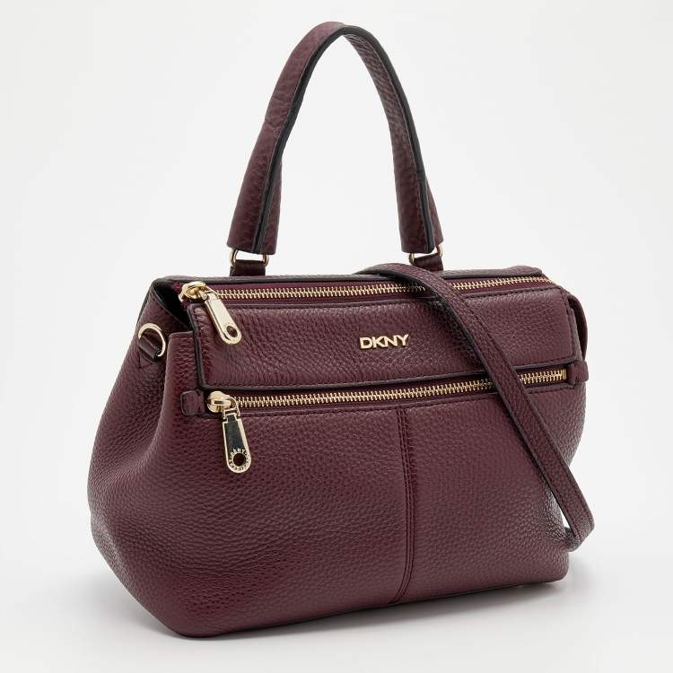 مملوكة مسبقًا DKNY Plum Grained Leather Satchel