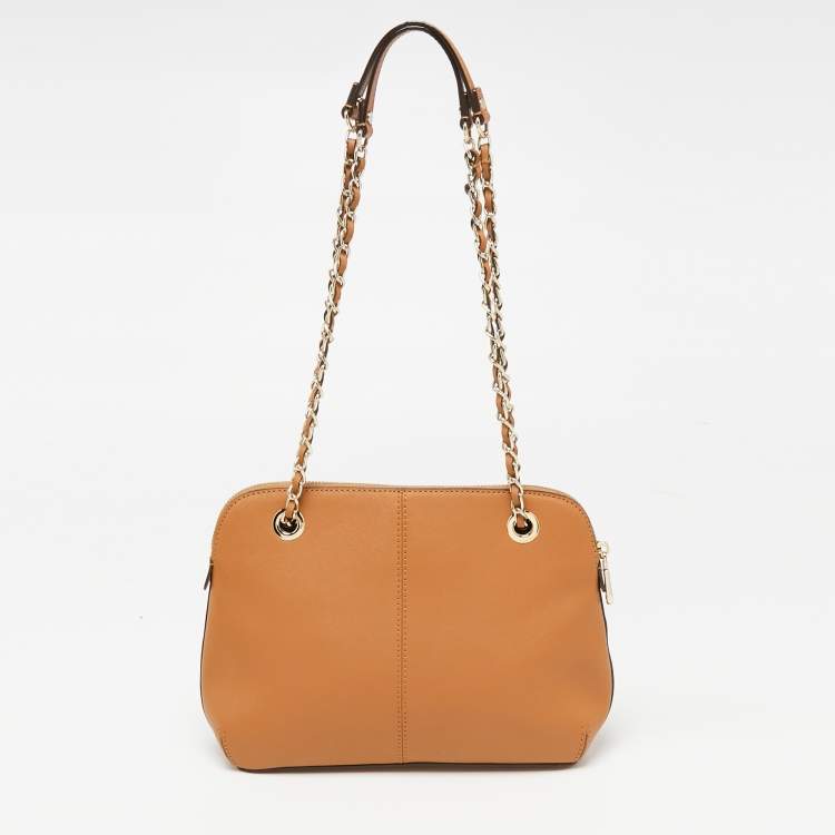 Pre Owned DKNY Tan Leather Camille Dome Shoulder Bag
