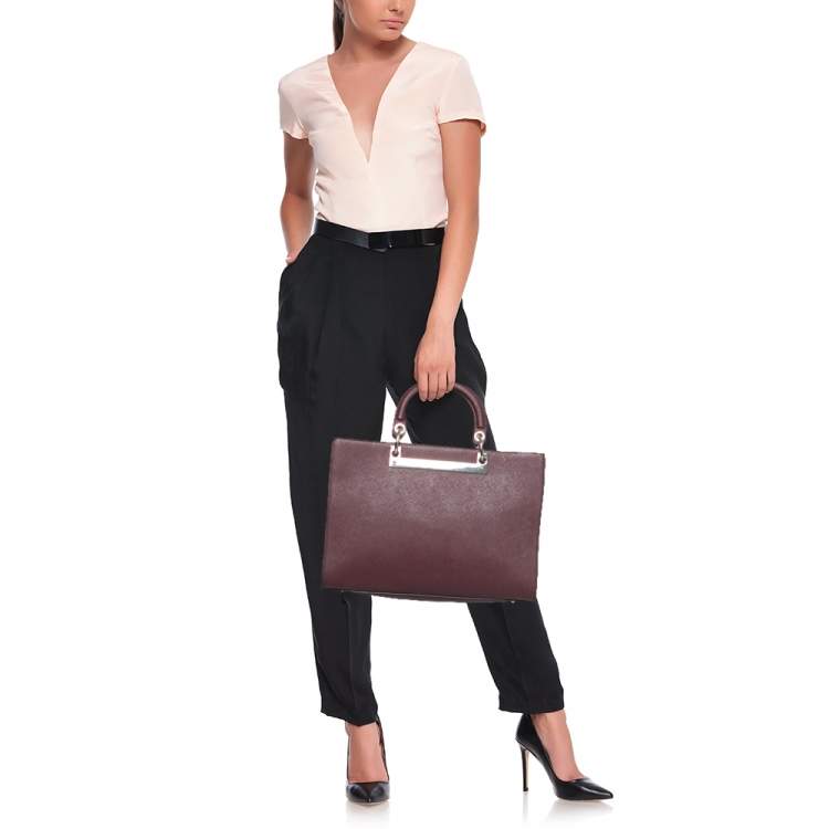 مملوكة مسبقًا DKNY Burgundy Leather Zip Tote