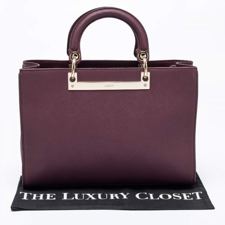 مملوكة مسبقًا DKNY Burgundy Leather Zip Tote
