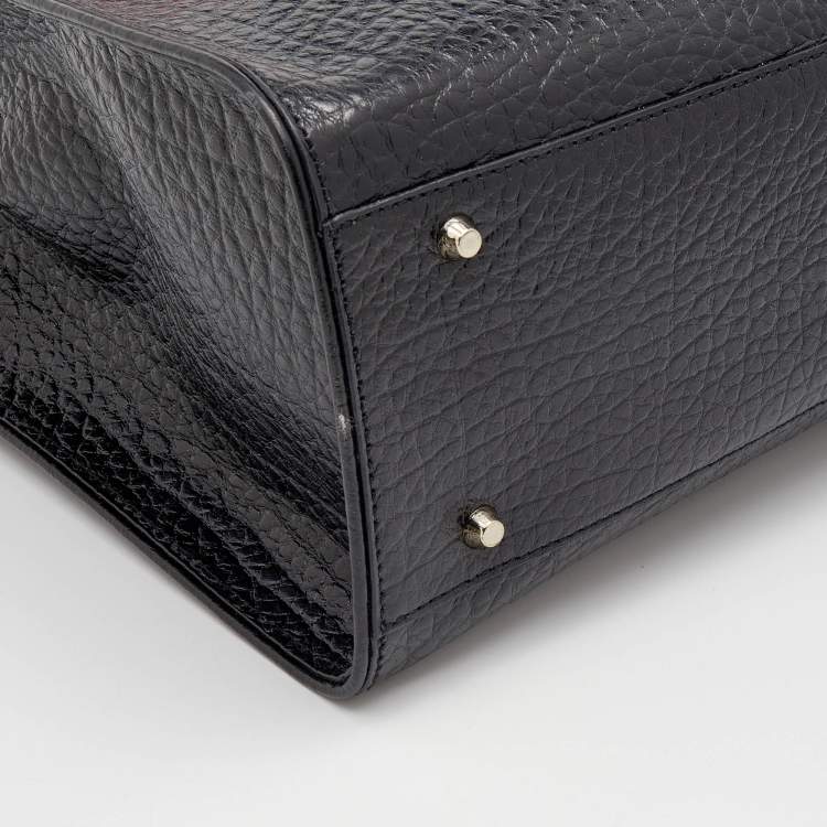 مملوكة مسبقًا DKNY Black Textured Leather Scarf Tote
