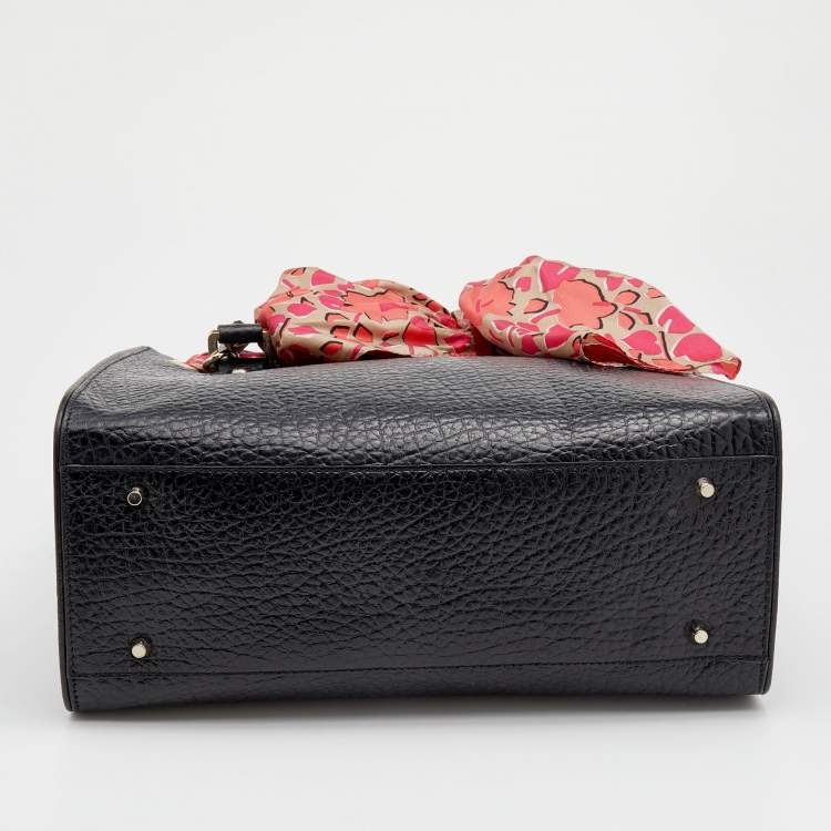 مملوكة مسبقًا DKNY Black Textured Leather Scarf Tote