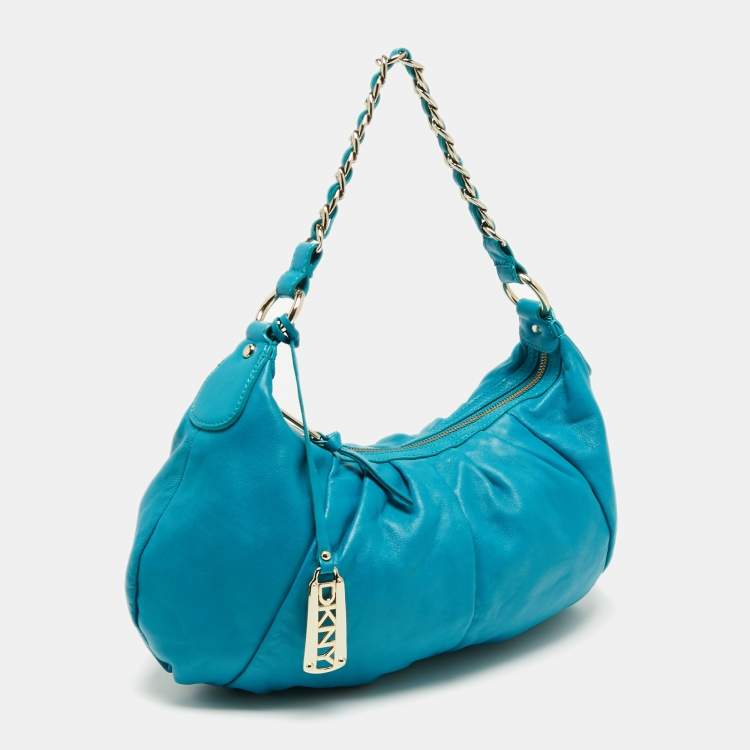 Pre Owned DKNY Blue Leather Hobo 