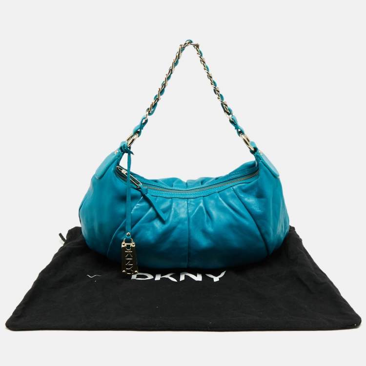 Pre Owned DKNY Blue Leather Hobo 