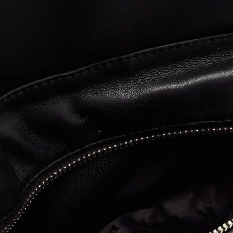 Pre Owned DKNY Black Nylon And Leather Mini Front DKNY Print Pocket Backpack