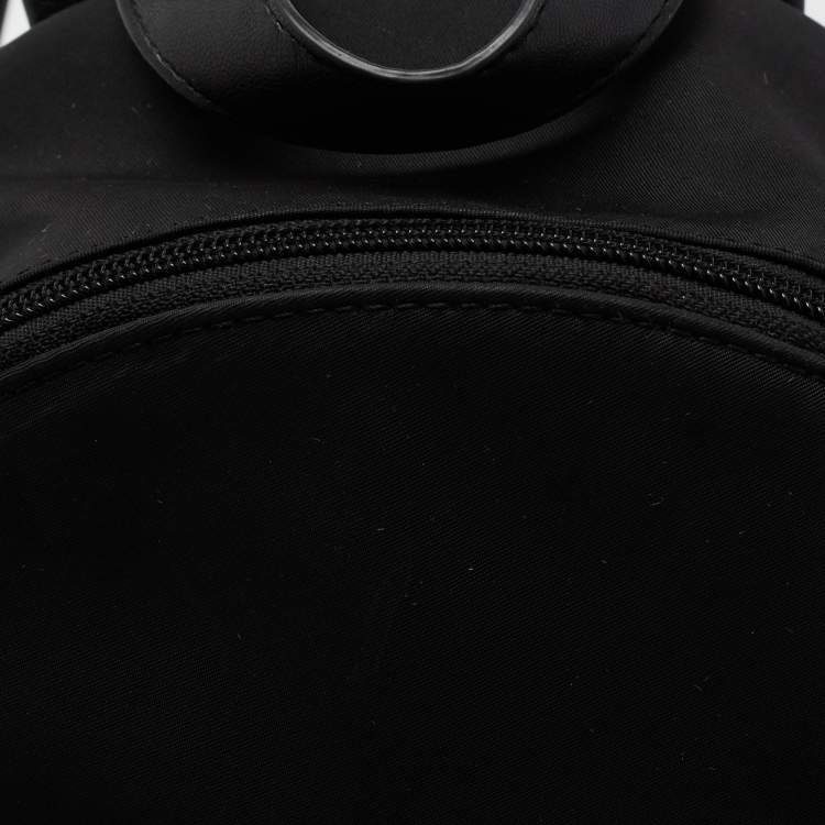 Pre Owned DKNY Black Nylon And Leather Mini Front DKNY Print Pocket Backpack