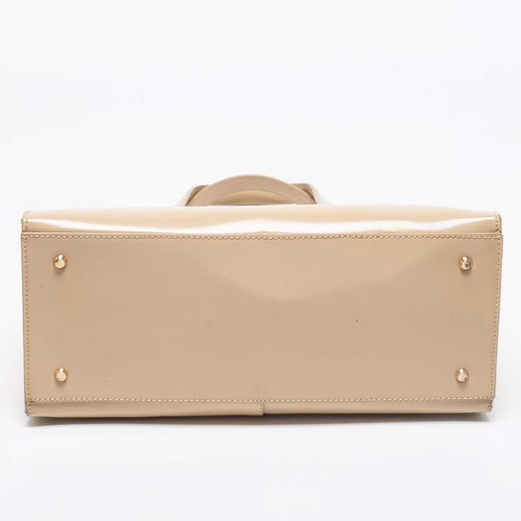 Pre Owned DKNY Beige Glossy Leather Double Zip Tote