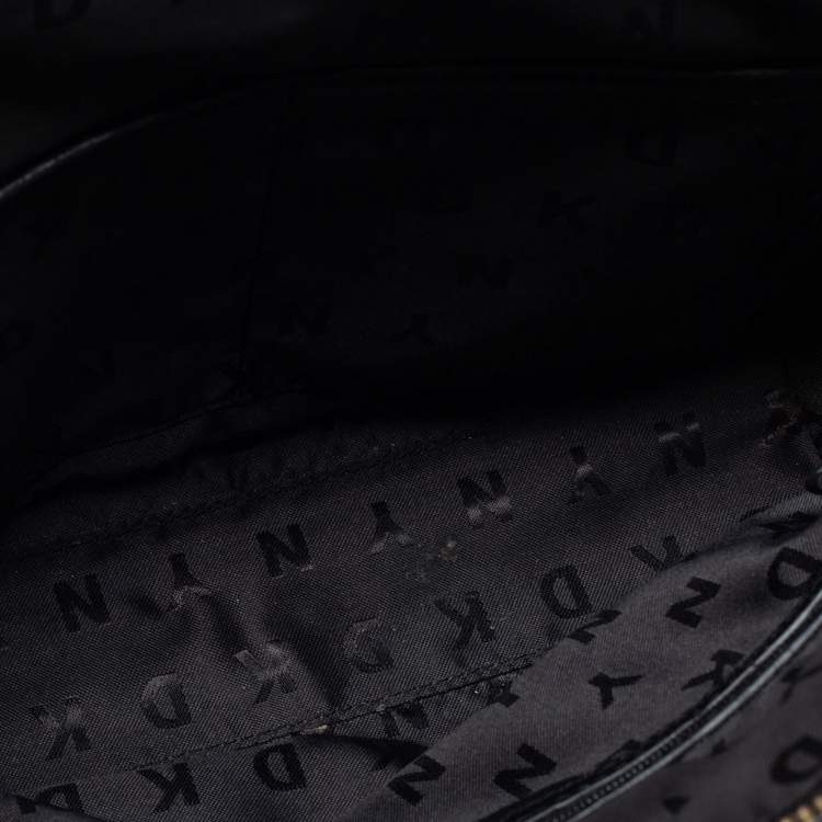 Pre Owned DKNY Black/Grey Coated Canvas Ava Zip Crossbody Bag