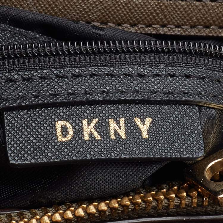 Pre Owned DKNY Olive Green Leather Bryant Bucket Bag