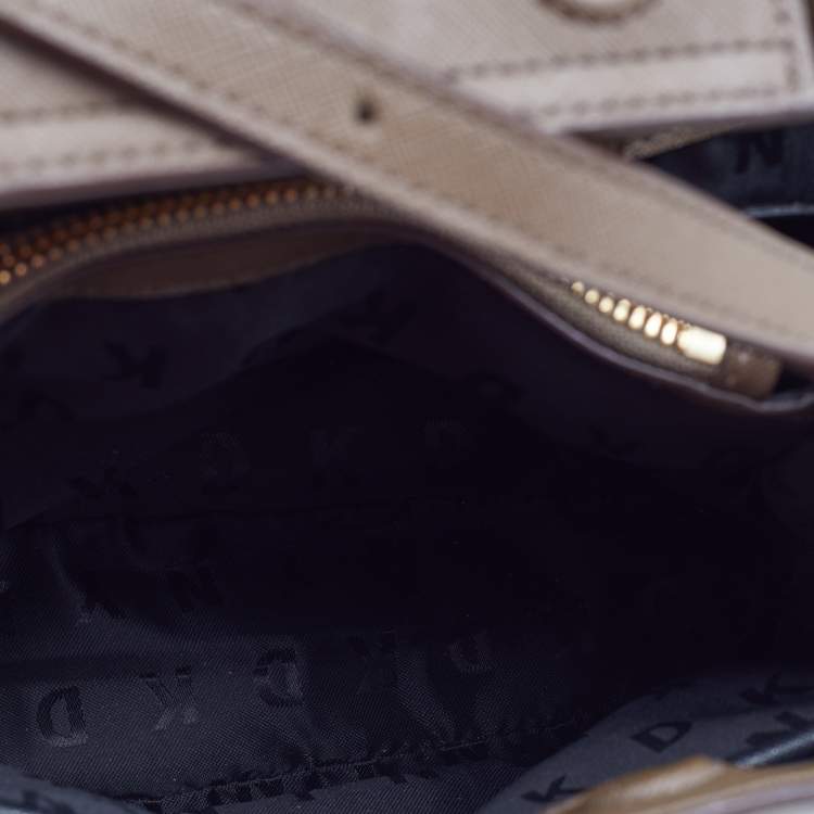 Pre Owned DKNY Olive Green Leather Bryant Bucket Bag