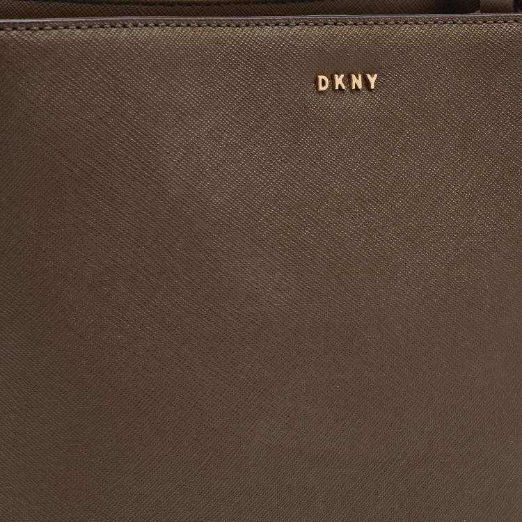 Pre Owned DKNY Olive Green Leather Bryant Bucket Bag