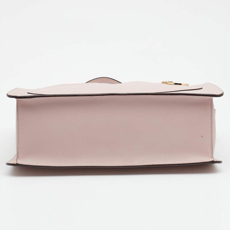 Pre Owned DKNY Light Pink Leather Large Bryant Top Zip Tote