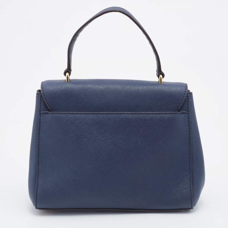 Pre Owned DKNY Navy Blue Saffiano Leather Top Handle Bag