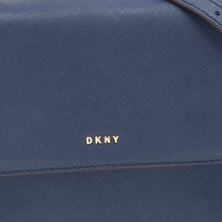 Pre Owned DKNY Navy Blue Saffiano Leather Top Handle Bag
