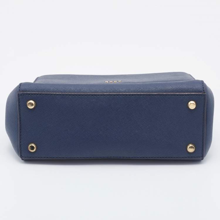 Pre Owned DKNY Navy Blue Saffiano Leather Top Handle Bag