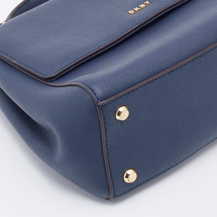 Pre Owned DKNY Navy Blue Saffiano Leather Top Handle Bag