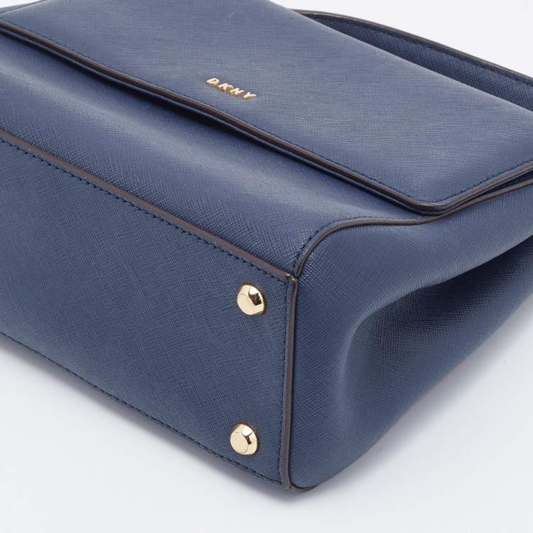 Pre Owned DKNY Navy Blue Saffiano Leather Top Handle Bag