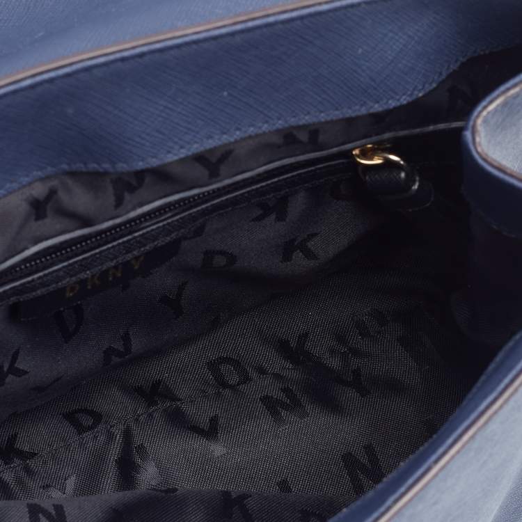 Pre Owned DKNY Navy Blue Saffiano Leather Top Handle Bag