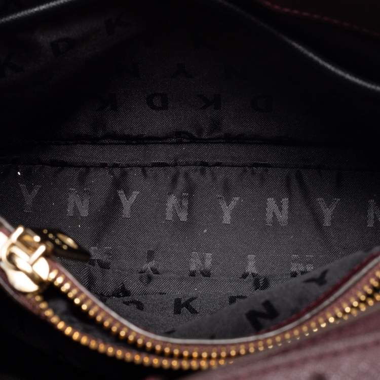 Pre Owned DKNY Burgundy Leather Bucket Bag
