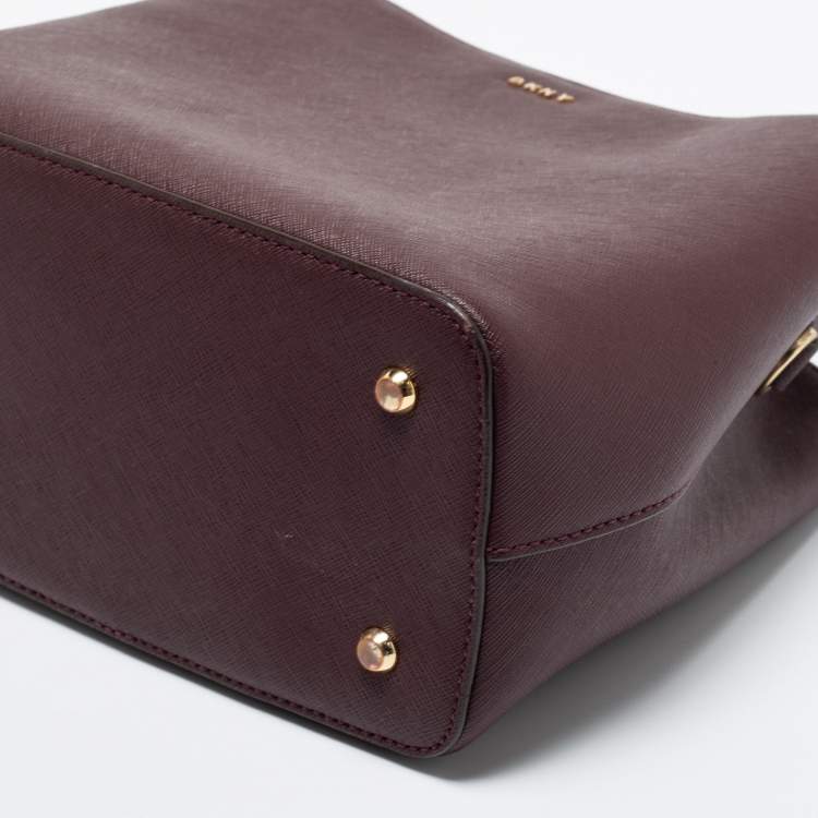 Pre Owned DKNY Burgundy Leather Bucket Bag
