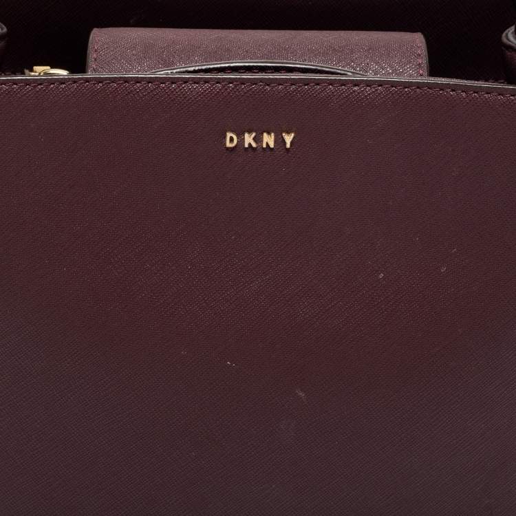 Pre Owned DKNY Burgundy Leather Bucket Bag