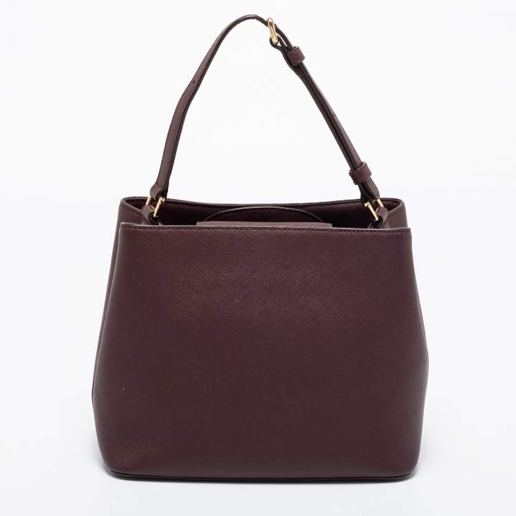 Pre Owned DKNY Burgundy Leather Bucket Bag
