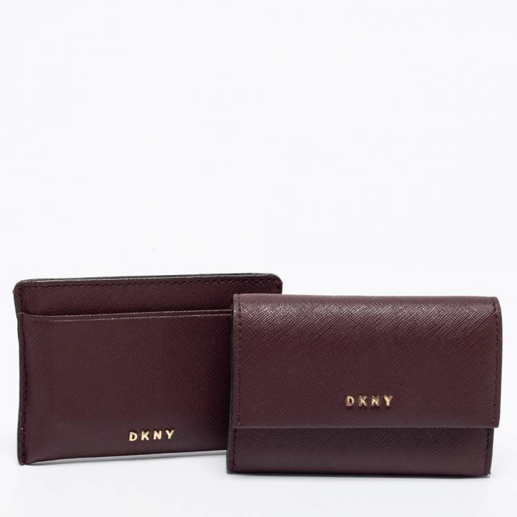 Pre Owned DKNY Burgundy Leather Bucket Bag