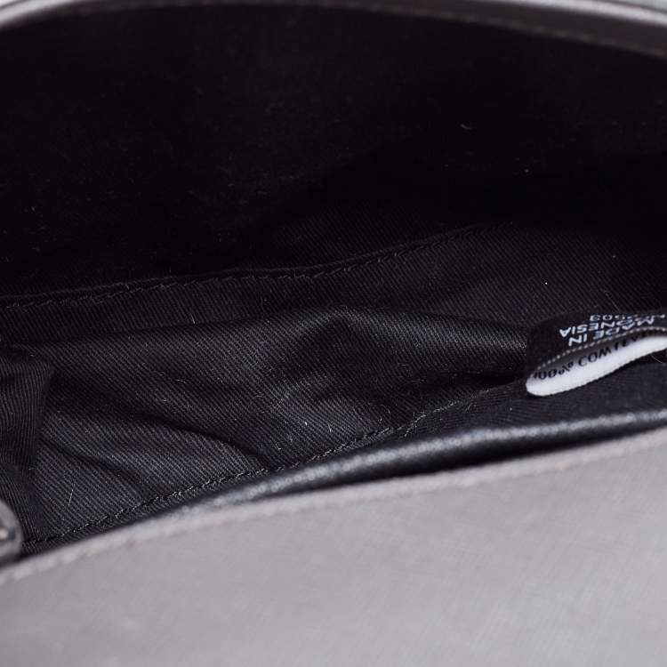 Pre Owned DKNY Grey Saffiano Leather Robinson Flap Crossbody Bag