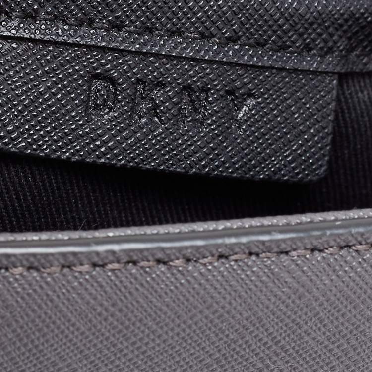 Pre Owned DKNY Grey Saffiano Leather Robinson Flap Crossbody Bag
