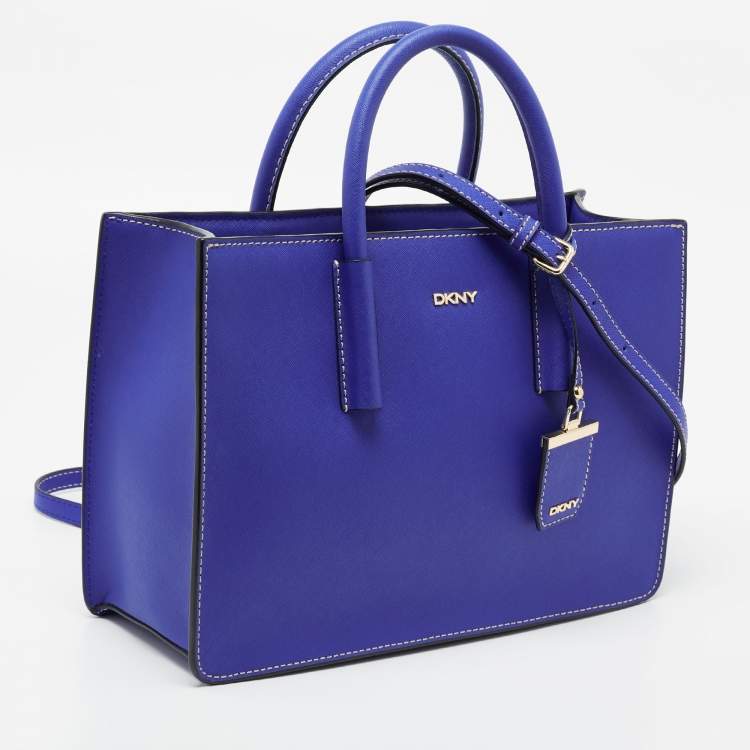 Pre Owned DKNY Blue Leather Top Handle Bag