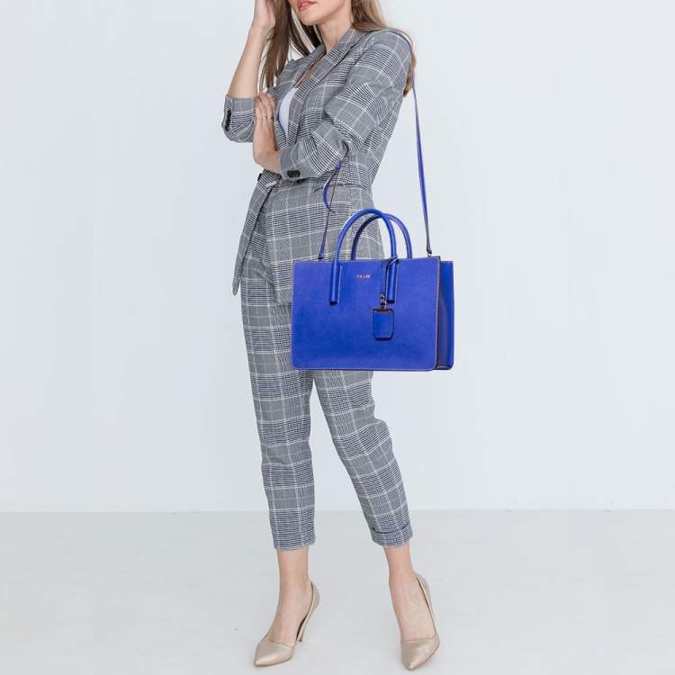 Pre Owned DKNY Blue Leather Top Handle Bag