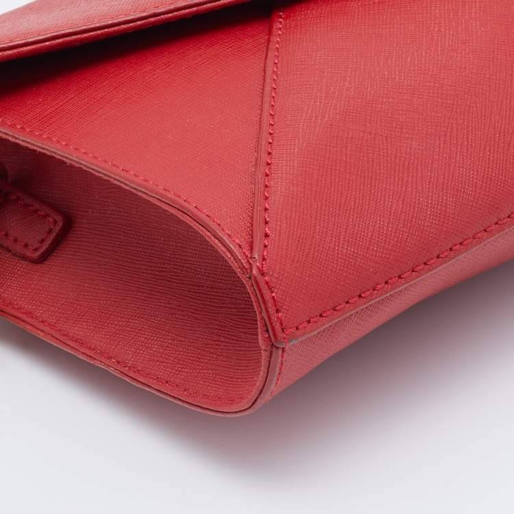 Pre Owned DKNY Red Leather Envelope Shoulder Bag