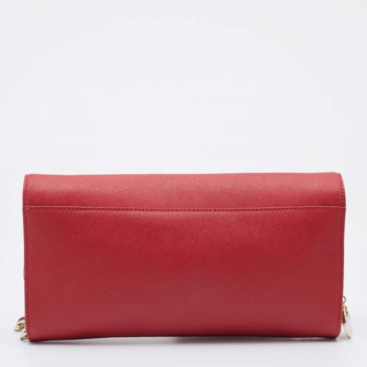 Pre Owned DKNY Red Leather Envelope Shoulder Bag