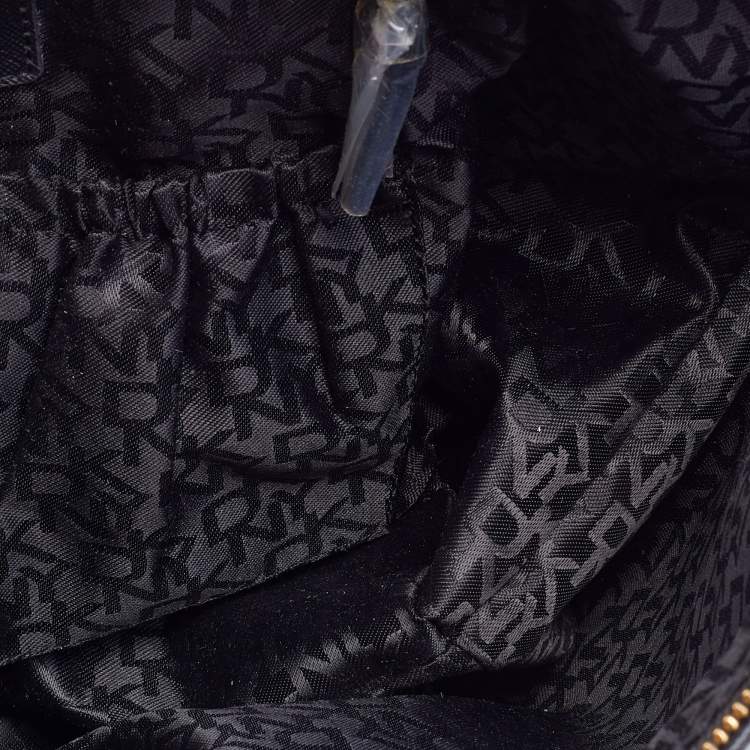 Pre Owned DKNY Black Leather Zip Top Tote