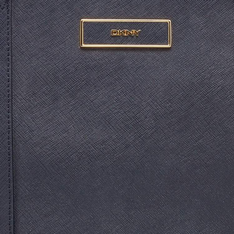 Pre Owned DKNY Black Leather Zip Top Tote