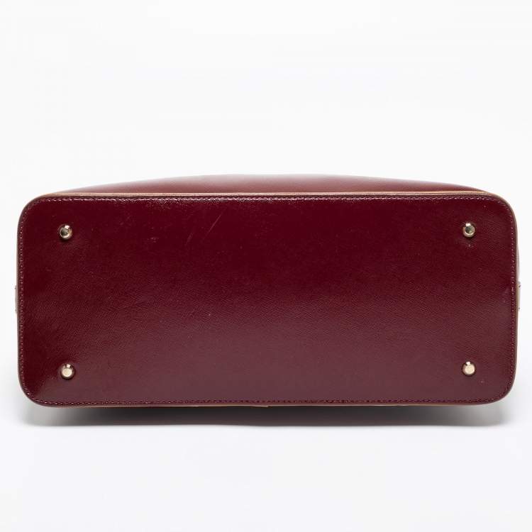 مملوكة مسبقًا DKNY Burgundy/Black Leather Logo Satchel
