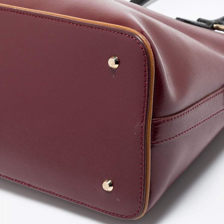 مملوكة مسبقًا DKNY Burgundy/Black Leather Logo Satchel