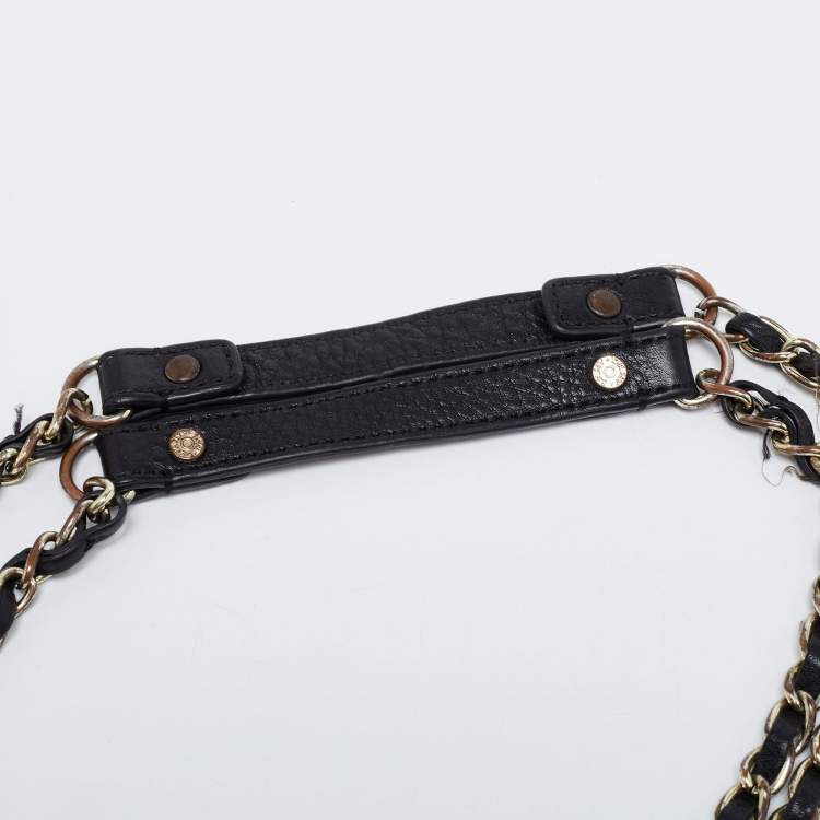 Pre Owned DKNY Black Leather Chain Shoulder Bag
