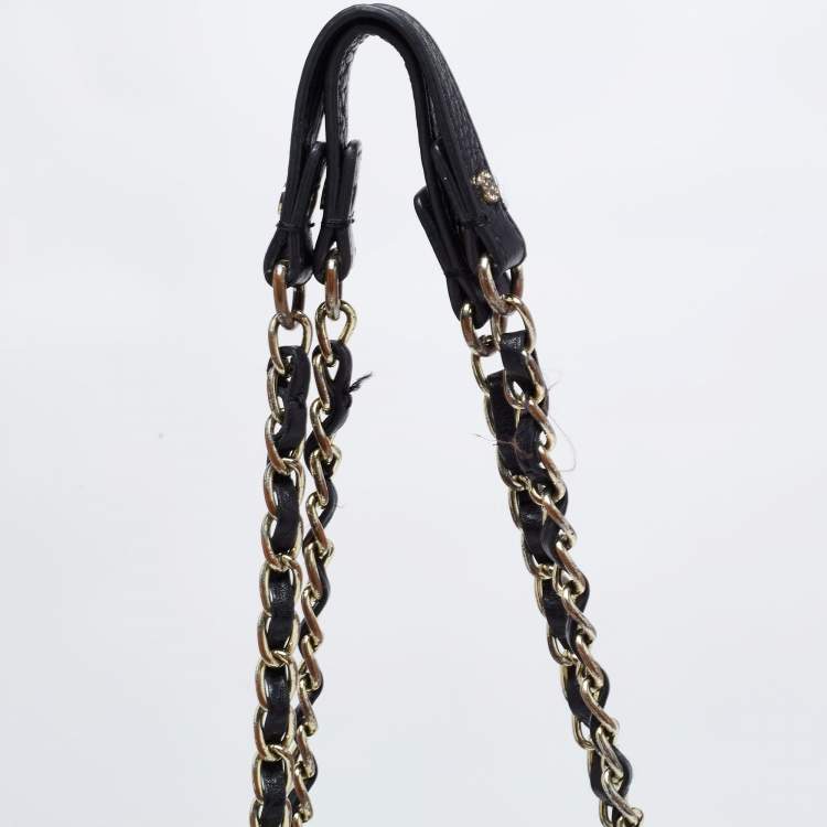 Pre Owned DKNY Black Leather Chain Shoulder Bag