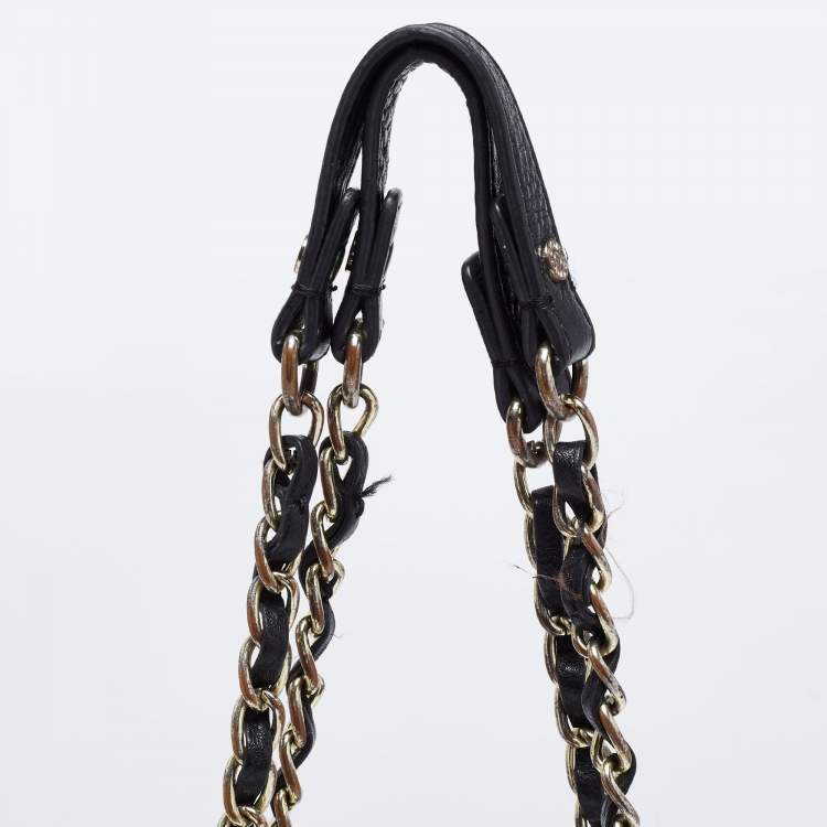 Pre Owned DKNY Black Leather Chain Shoulder Bag