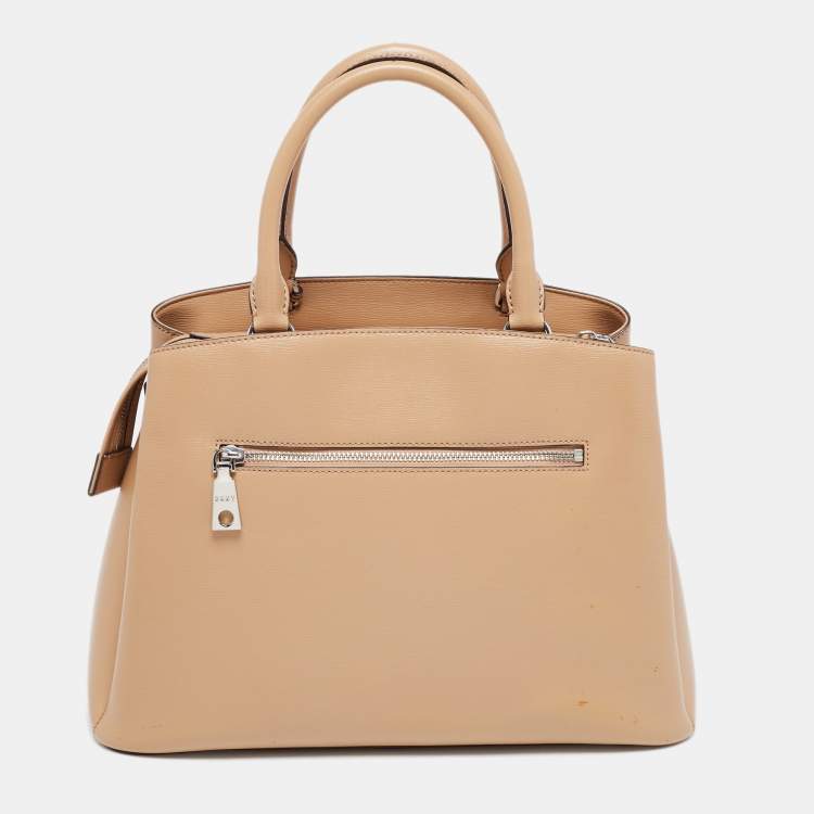 Pre Owned DKNY Beige Leather Paige Dome Satchel