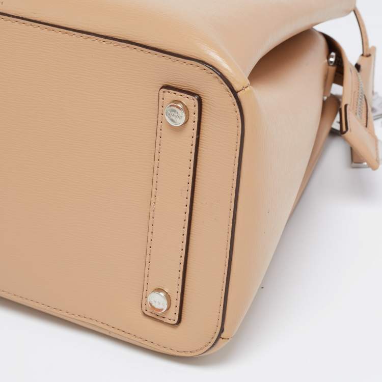 Pre Owned DKNY Beige Leather Paige Dome Satchel