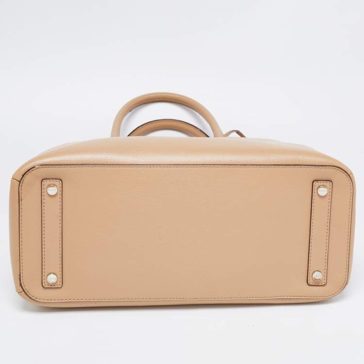 Pre Owned DKNY Beige Leather Paige Dome Satchel